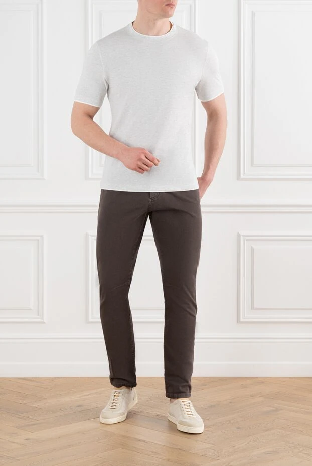 Brunello Cucinelli men's classic cotton jeans, brown 186835 - photo 2