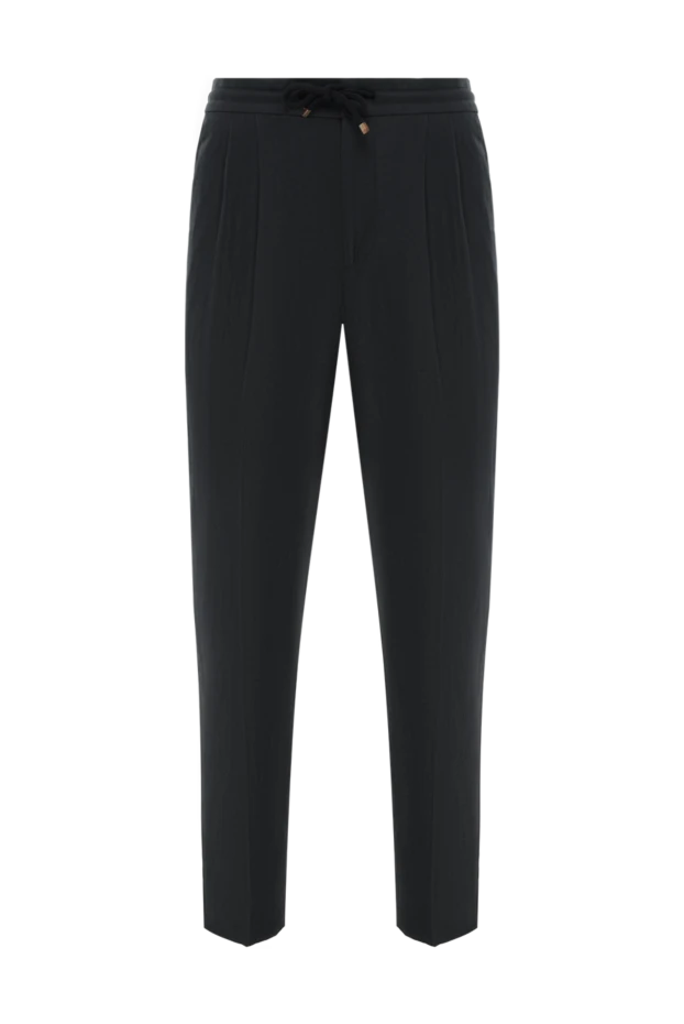 Men's black trousers with pintucks made of linen and cotton - photo 1
