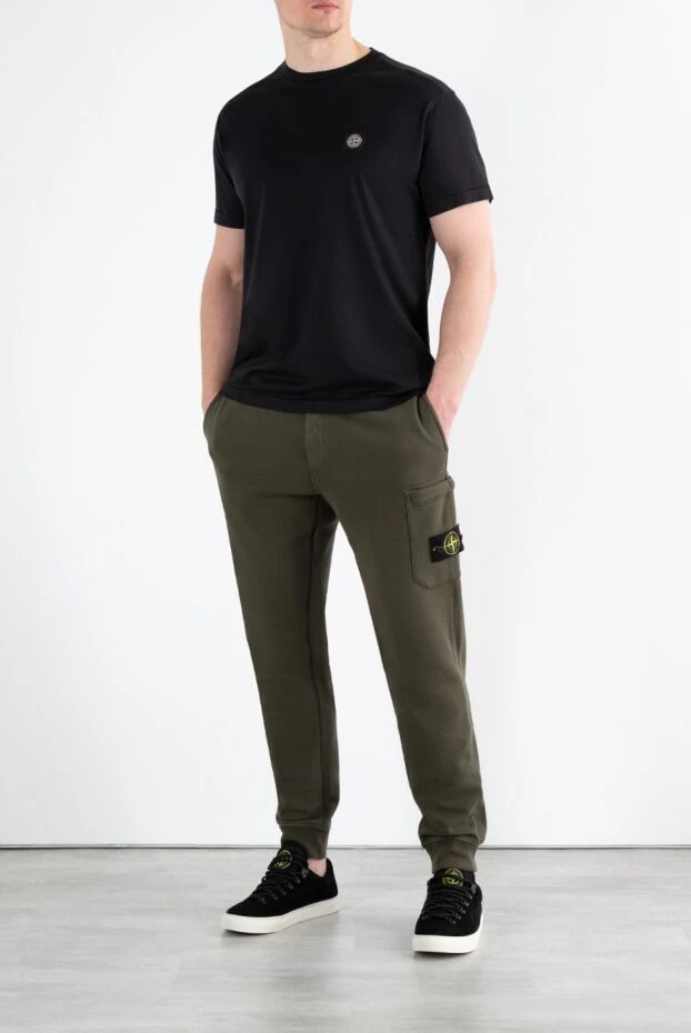 Stone Island черная футболка облегающего кроя с нашивкой-логотипом compass 186849 - фото 2