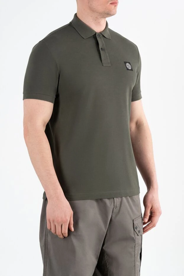 Stone Island зеленая рубашка-поло облегающего кроя с нашивкой компас 186851 - фото 3