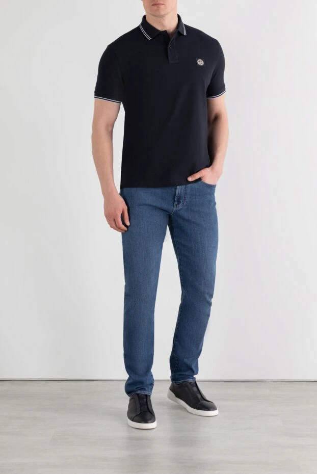 Stone Island dark blue cotton polo with logo on the chest 196994 - photo 2