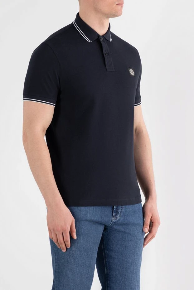 Stone Island dark blue cotton polo with logo on the chest 196994 - photo 3