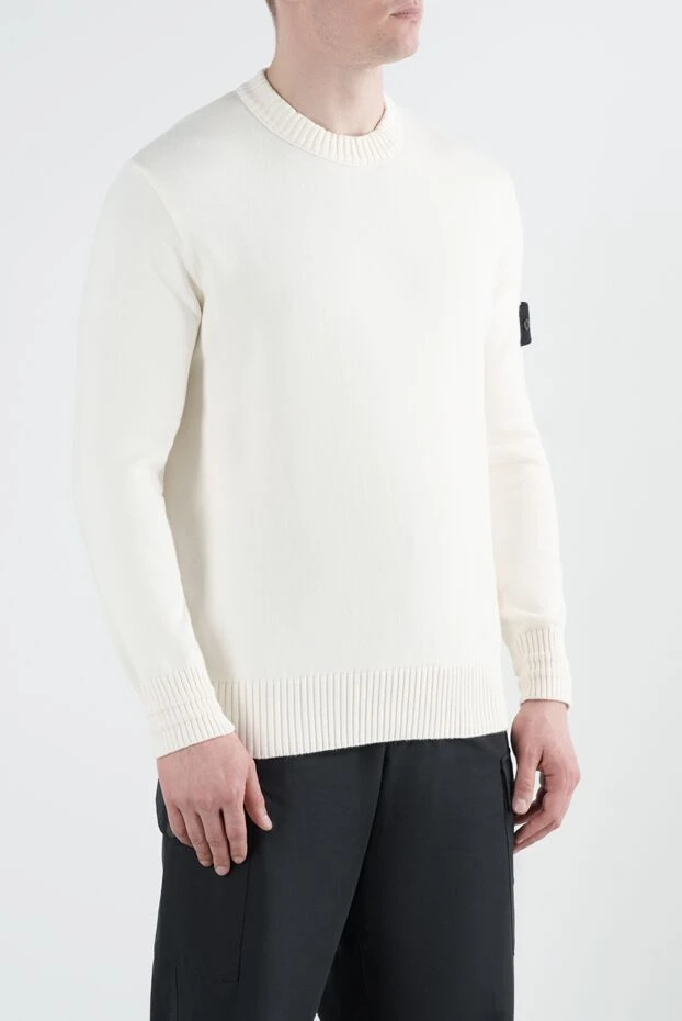 Stone Island белый джемпер мужской фирменный с логотипом 186854 - фото 3