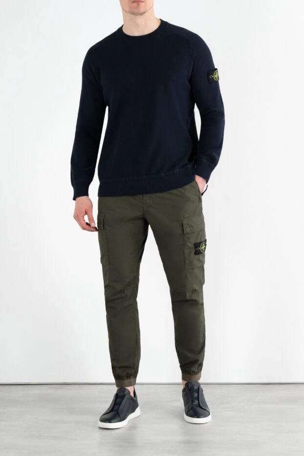 Stone Island blue cotton sweatshirt for men with logo on the sleeve 186857 - photo 2