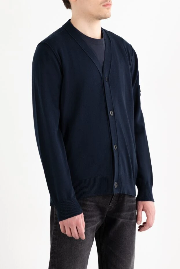 Stone Island кардиган мужской на пуговицах синий из хлопка 186858 - фото 3
