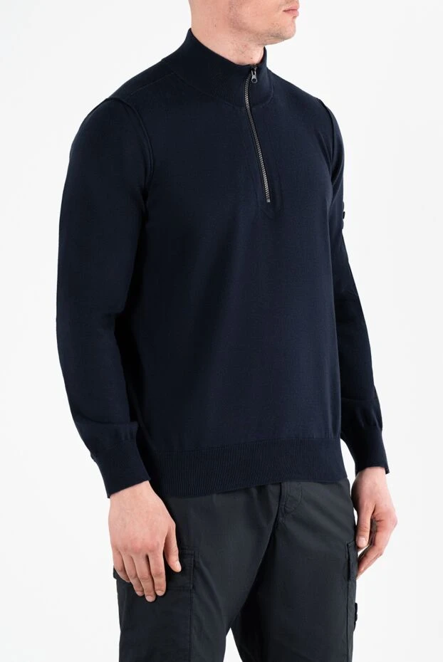 Stone Island трикотажный тройер на молнии синий из мягкого хлопка 186859 - фото 3