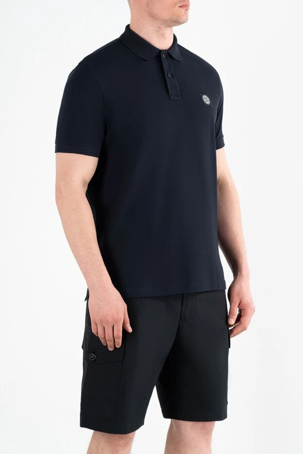 Stone Island navy blue slim fit polo shirt with compass patch 196328 - photo 3