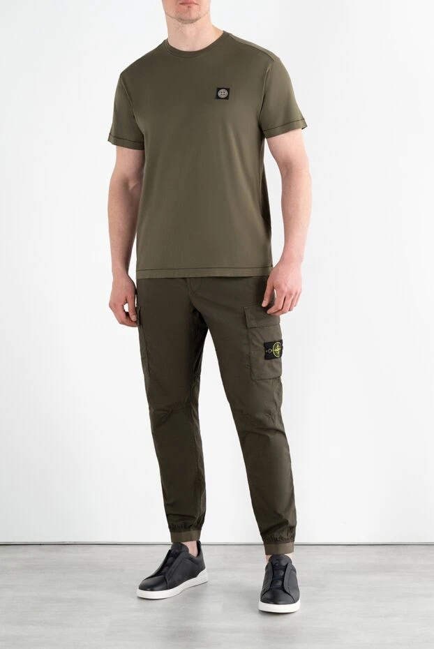Stone Island green slim fit t-shirt with compass logo patch 186862 - photo 2