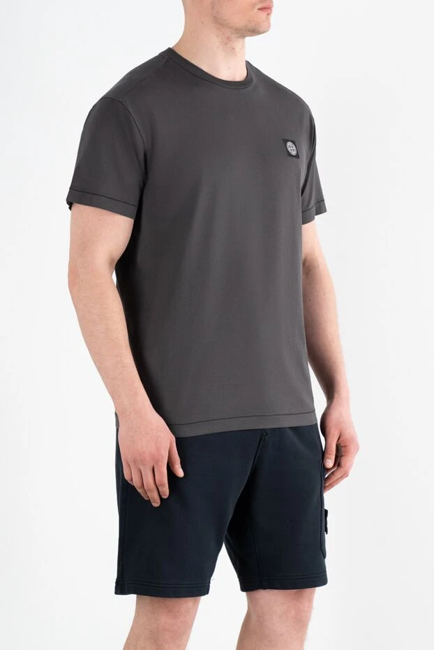Stone Island темно-серая футболка облегающего кроя с нашивкой-логотипом compass 186863 - фото 3