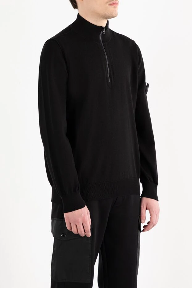 Stone Island трикотажный тройер на молнии черный из мягкого хлопка 186873 - фото 3