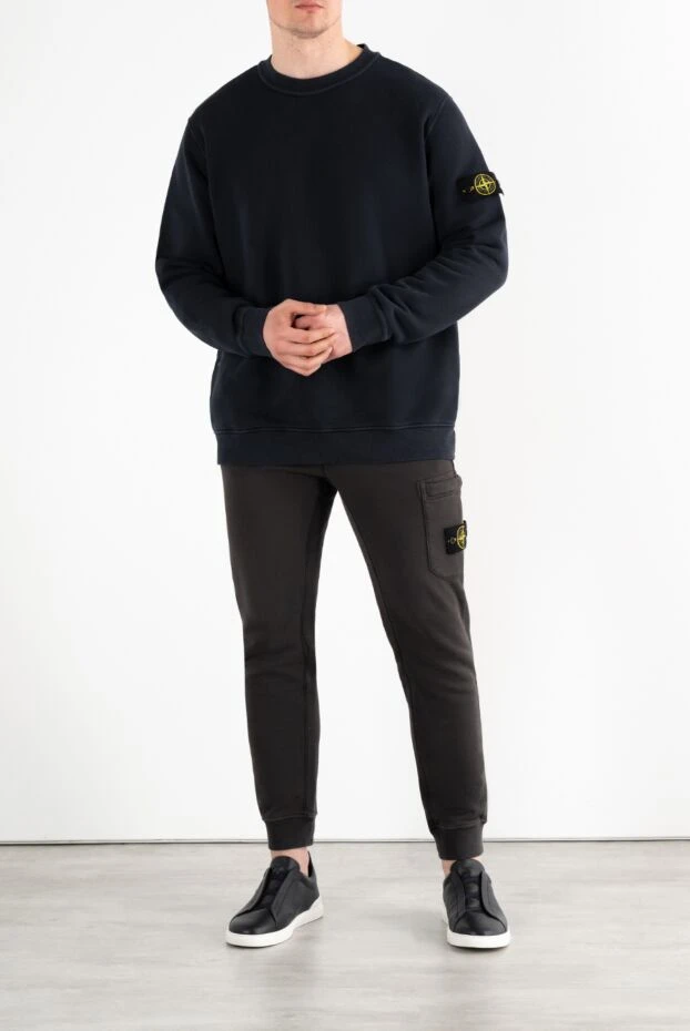 Stone Island blue men's cotton sweatshirt with compass patch 186880 - photo 2