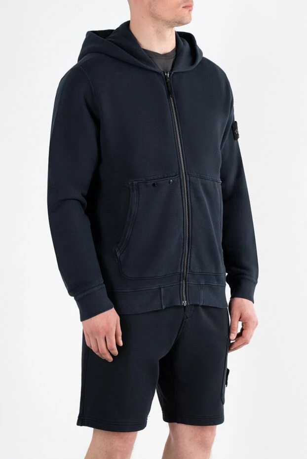 Stone Island спортивная кофта синяя мужская с логотипом 186882 - фото 3