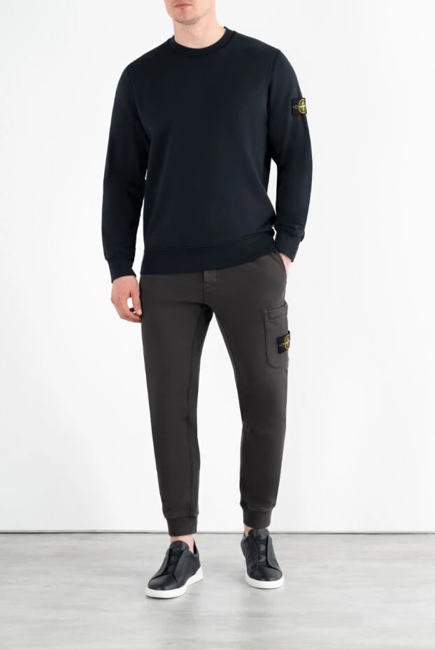 Stone Island світшот чоловічий брендовий синій з бавовни з логотипом 186885 - фото 2