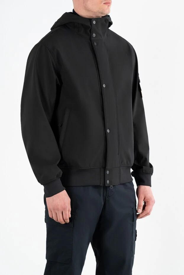 Stone Island черная ветровка с логотипом и капюшоном мужская 186886 - фото 3