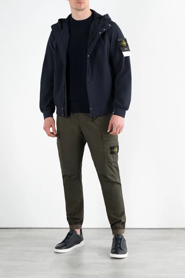 Stone Island men's blue windbreaker with logo and hood 186887 - photo 2