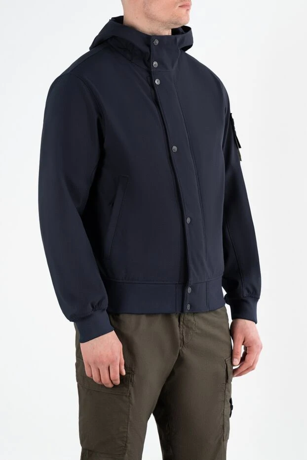 Stone Island men's blue windbreaker with logo and hood 186887 - photo 3