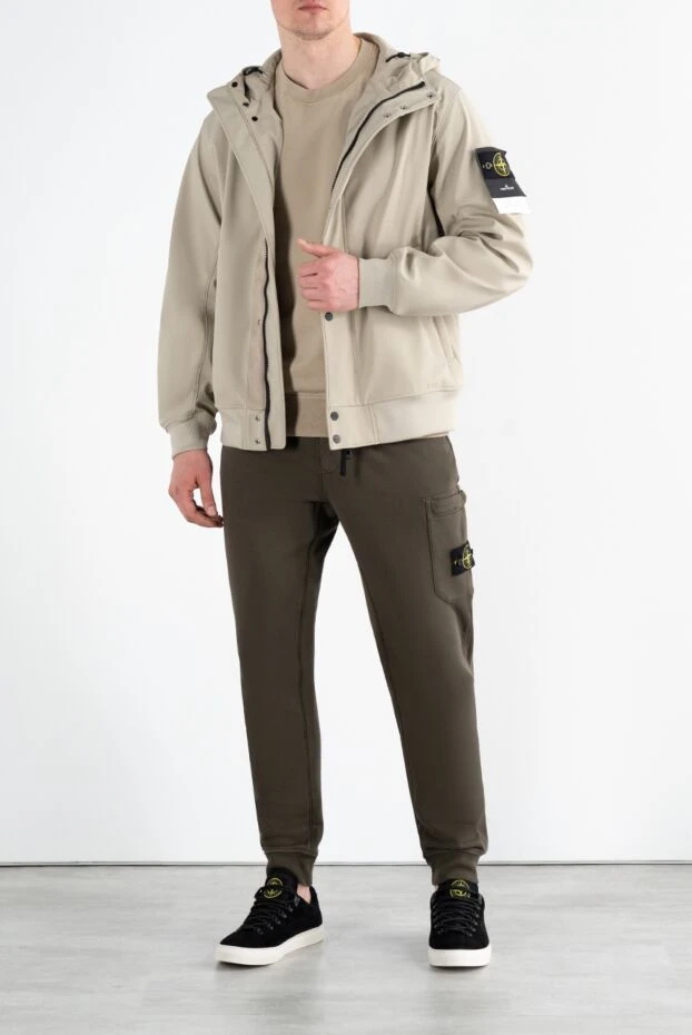 Stone Island men's beige jacket with hood and logo 186889 - photo 2