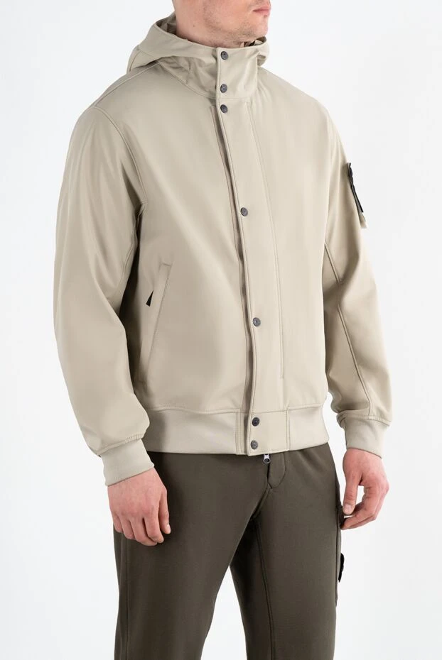 Stone Island бежевая куртка с капюшоном и логотипом мужская 186889 - фото 3
