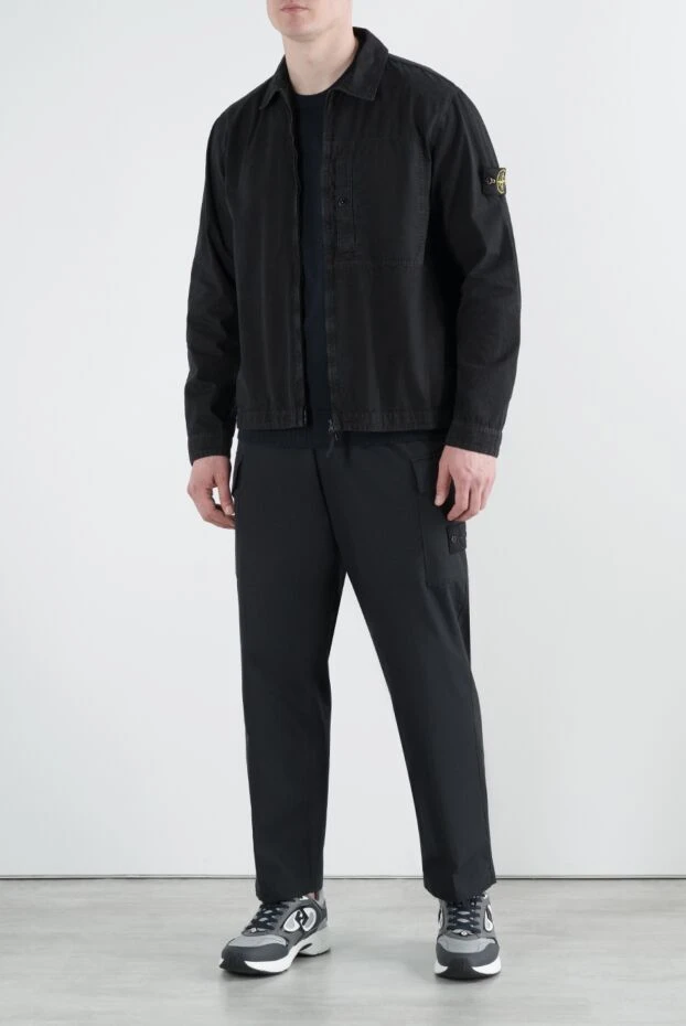 Stone Island рубашка черная из хлопка на молнии с логотипом 186890 - фото 2