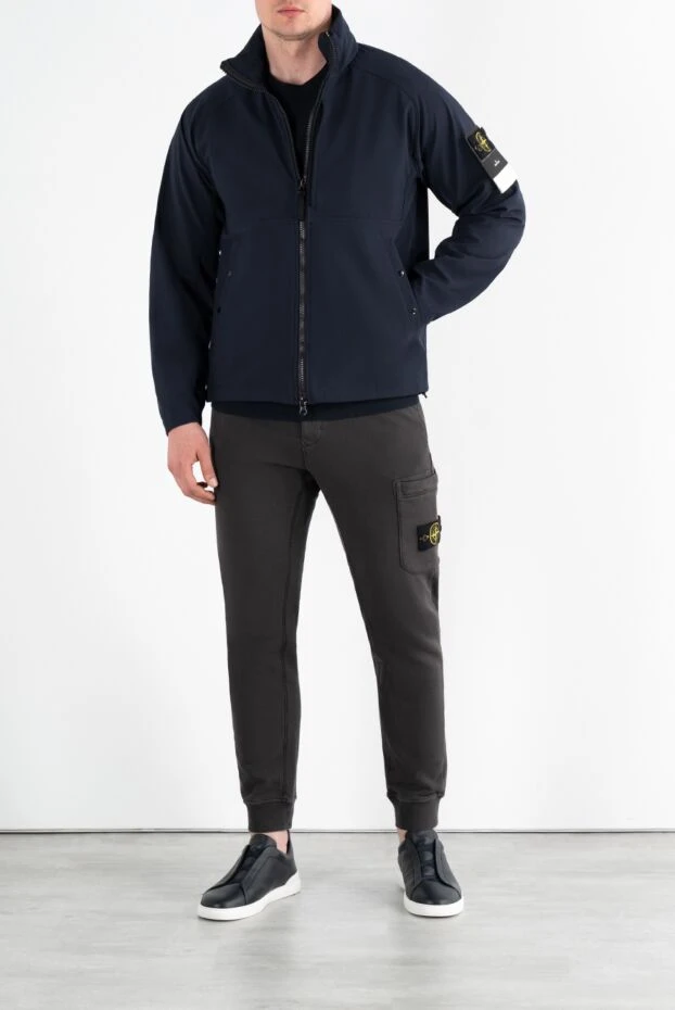 Stone Island men's dark blue jacket with logo with zipper 186891 - photo 2