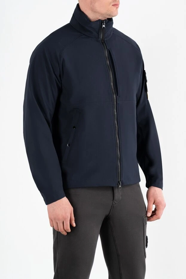 Stone Island темно-синяя куртка с логотипом мужская на молнии 186891 - фото 3