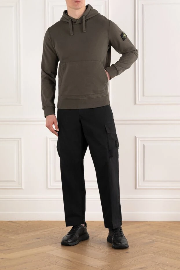 Stone Island худи из органического хлопкового флиса с капюшоном зеленое 186898 - фото 2
