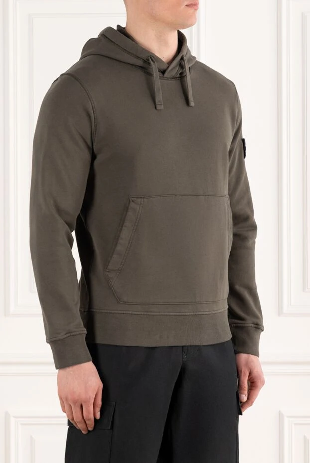 Stone Island худи из органического хлопкового флиса с капюшоном зеленое 186898 - фото 3