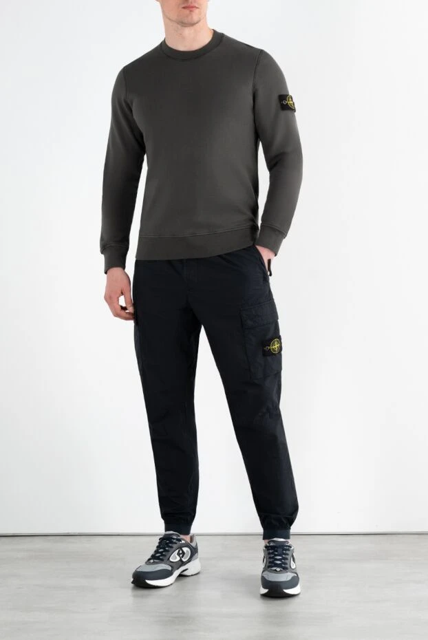 Stone Island мужская серая толстовка из хлопка с логотипом 186899 - фото 2