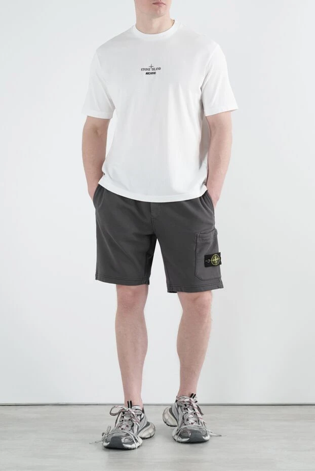 Stone Island men's gray shorts with a pocket on the leg and a logo 186900 - photo 2