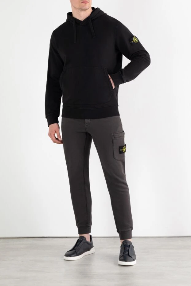 Stone Island худи с капюшоном и нашивкой в ??виде компаса из хлопка черное 186904 - фото 2