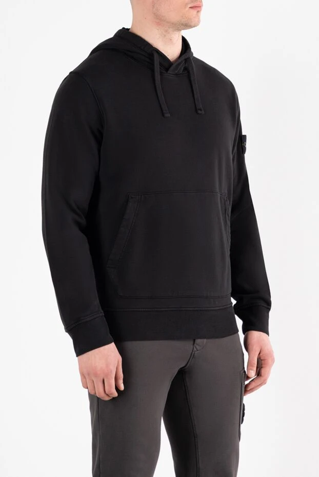 Stone Island худи с капюшоном и нашивкой в ??виде компаса из хлопка черное 186904 - фото 3