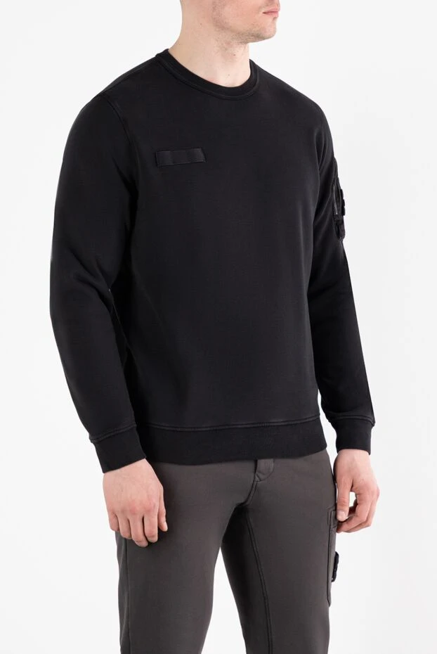 Stone Island свитшот мужской черный из хлопка с карманом на рукаве 186906 - фото 3