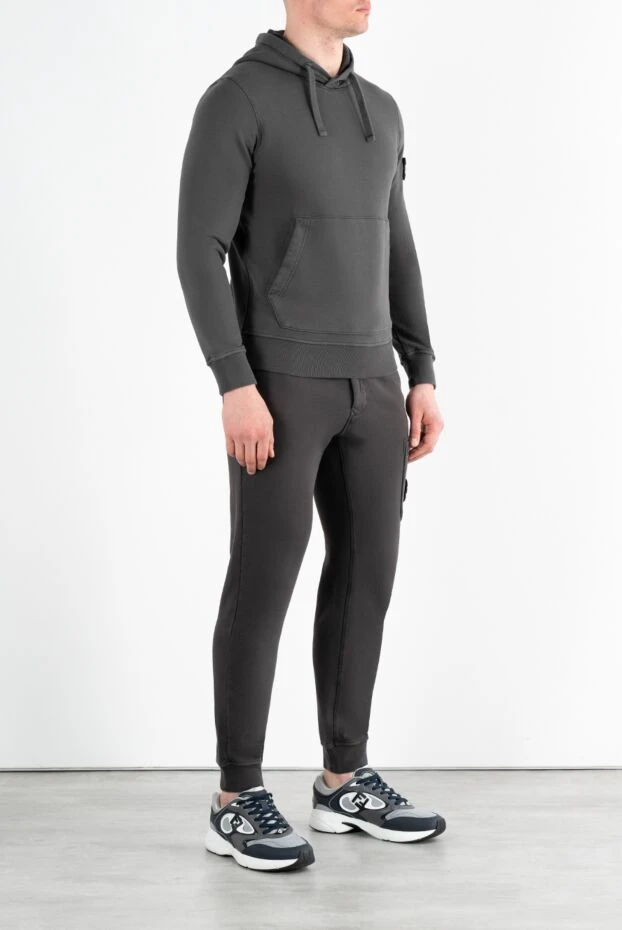 Stone Island gray cotton street suit with hood and logo 186910 - photo 3