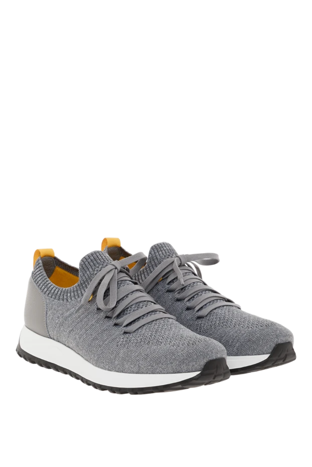 Doucal`s ultralight sneakers made of fabric with leather insert on the heel, gray 186920 - photo 3