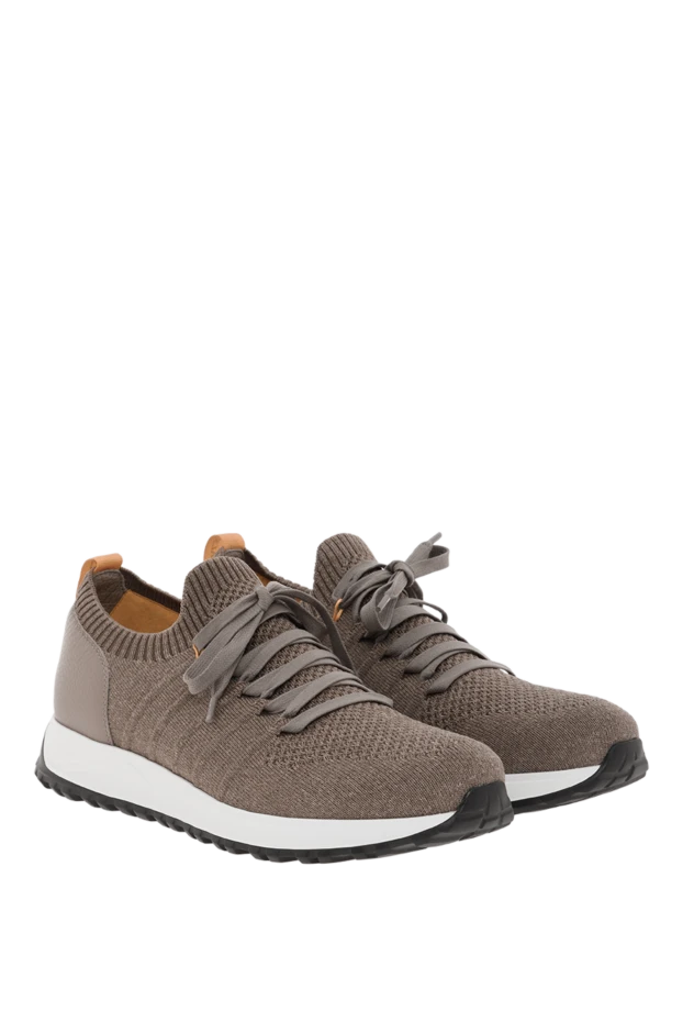 Doucal`s ultra-light sneakers made of fabric with a leather insert on the heel, beige 186921 - photo 3