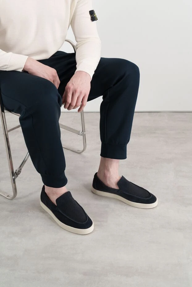 Nubuck summer blue loafers for men - photo 2