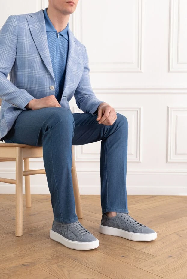 Barrett men's gray woven calfskin sneakers 186926 - photo 2