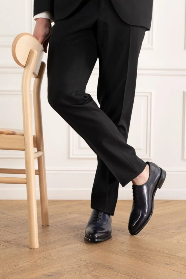 Barrett blue oxford shoes made of genuine leather for men 186927 - photo 2