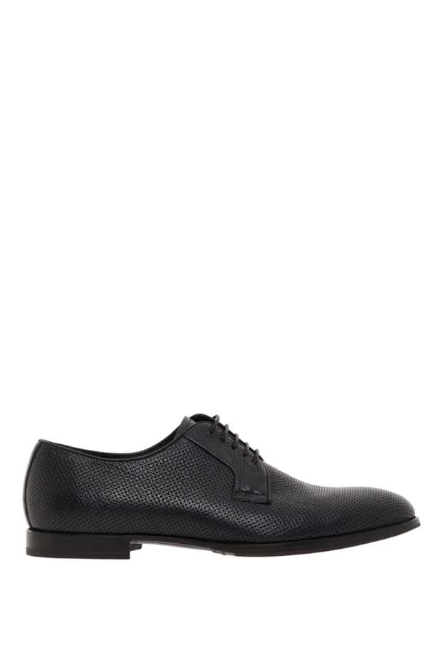 Чорні шкіряні оксфорди перфоровані чоловічі - фото 1