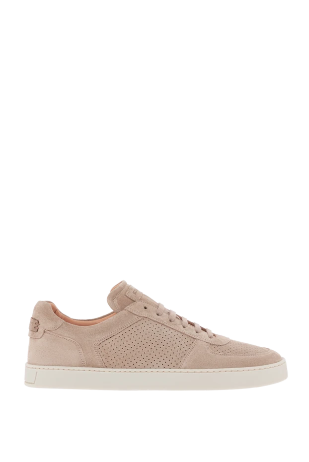 Men's beige suede Flex sneakers with perforations - photo 1