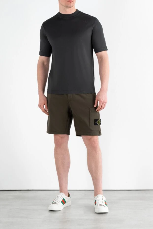 Stone Island футболка з вишитим логотипом з бавовни темно-сіра чоловіча 186948 - фото 2