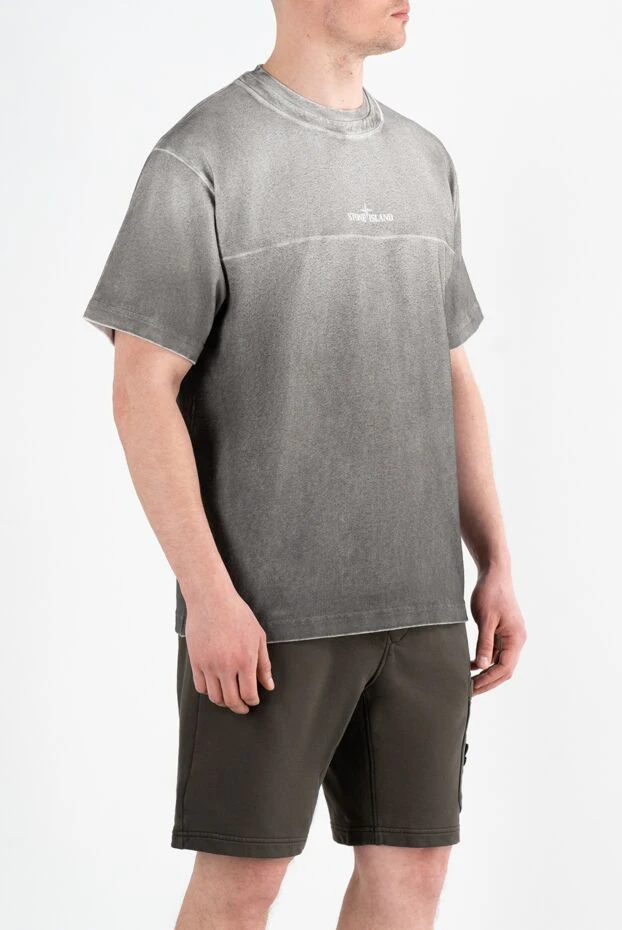 Stone Island футболка с принтом компаса и эффектом омбре серая мужская 186951 - фото 3