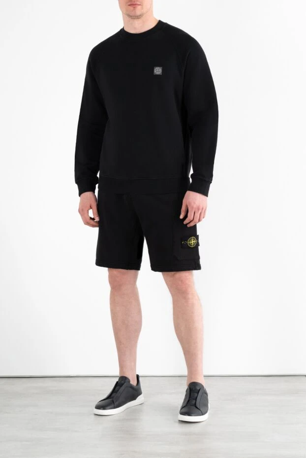 Stone Island cвитшот мужской черный из хлопка с логотипом 186956 - фото 2