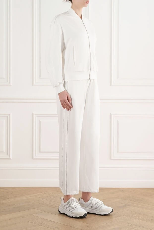 Peserico soft stretch cotton bomber sweatshirt with pants white 187001 - photo 3