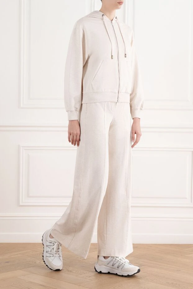 Peserico soft stretch cotton sweatshirt with trousers, beige 187003 - photo 3