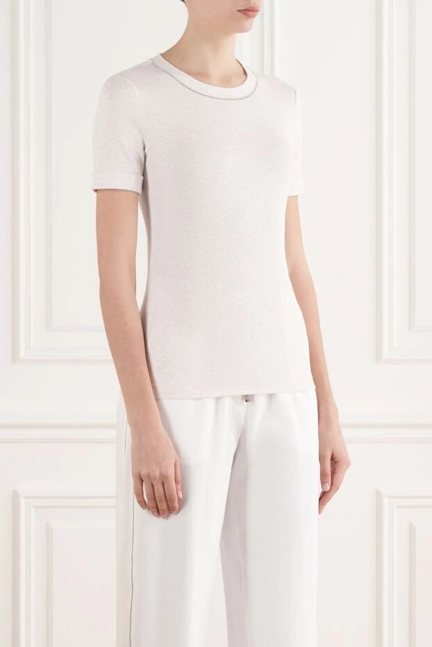 Peserico beige women's micro-ribbed stretch jersey t-shirt 187013 - photo 3