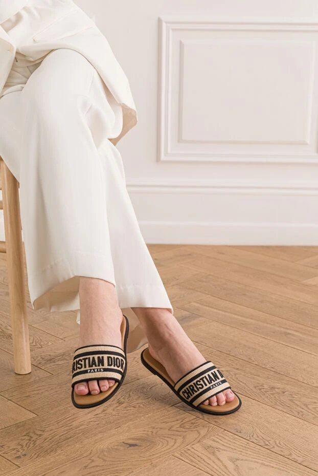 Dior dway natural raffia mules with signature embroidery 187023 - photo 2