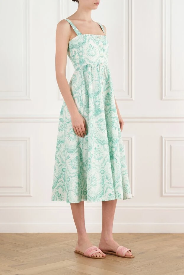 Dior зеленое платье из хлопка и шелка с открытыми плечами 187060 - фото 3