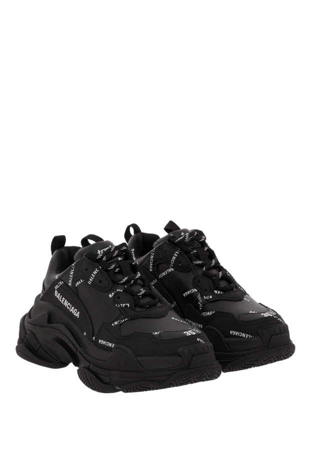 Balenciaga triple s sneakers in black leather with logo 187149 - photo 3