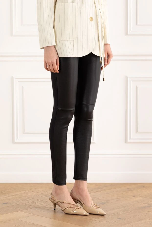 Loewe combined black leather leggings 187156 - photo 3